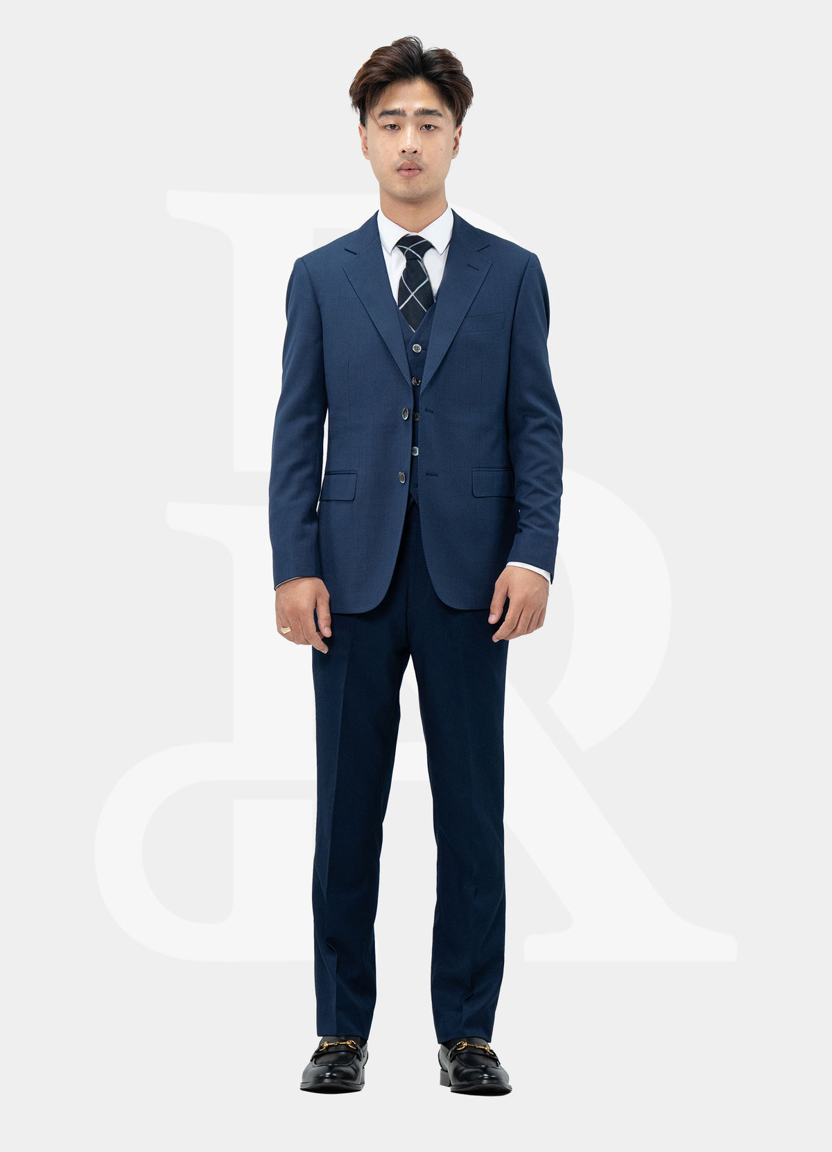 Peak Lapel 2 Buttons Suit Jacket - Navy