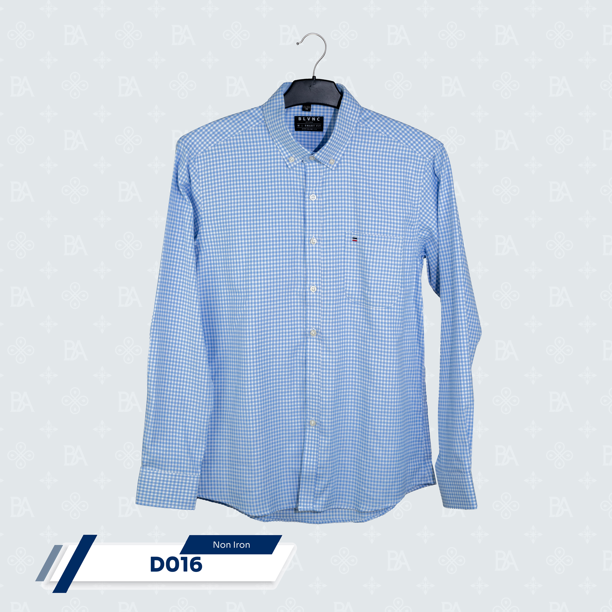 Dress Shirt - Light Blue Small Windowpane with Label