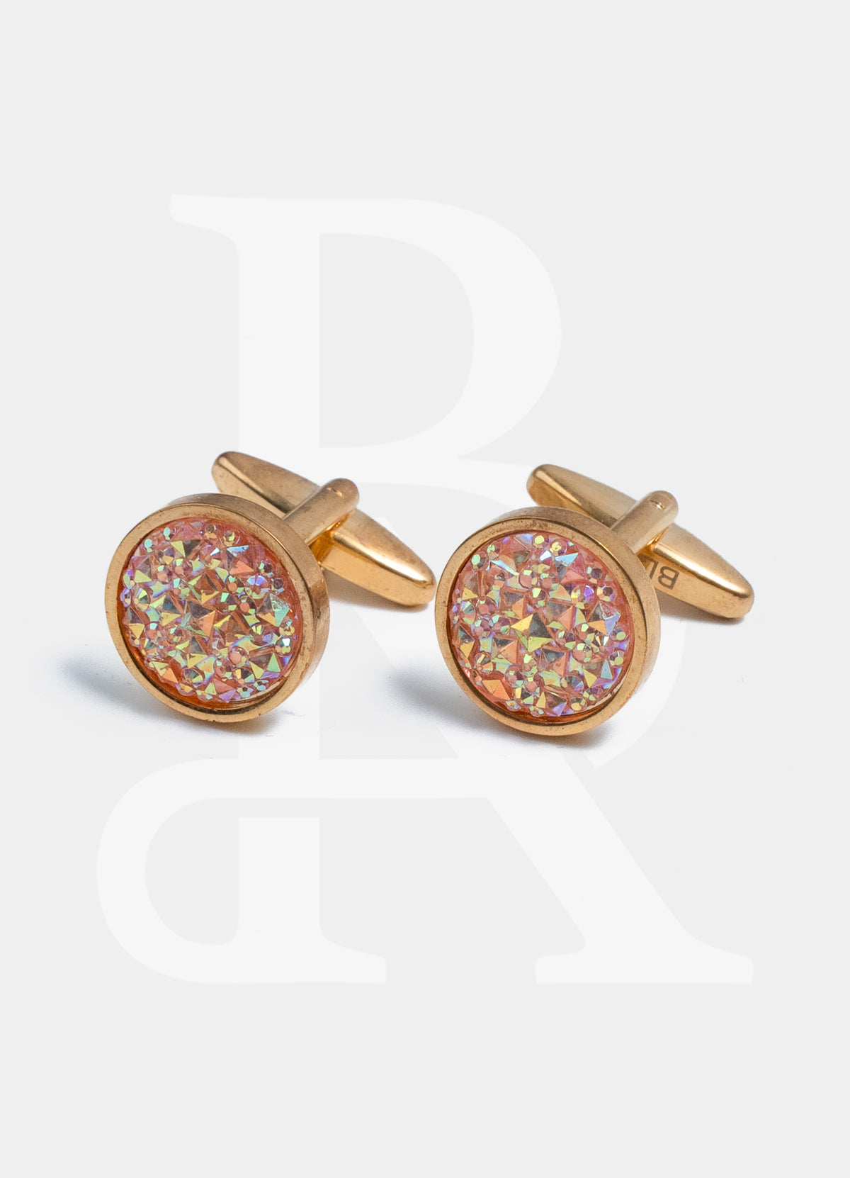 Premium Cufflinks - Gold Random Crystal