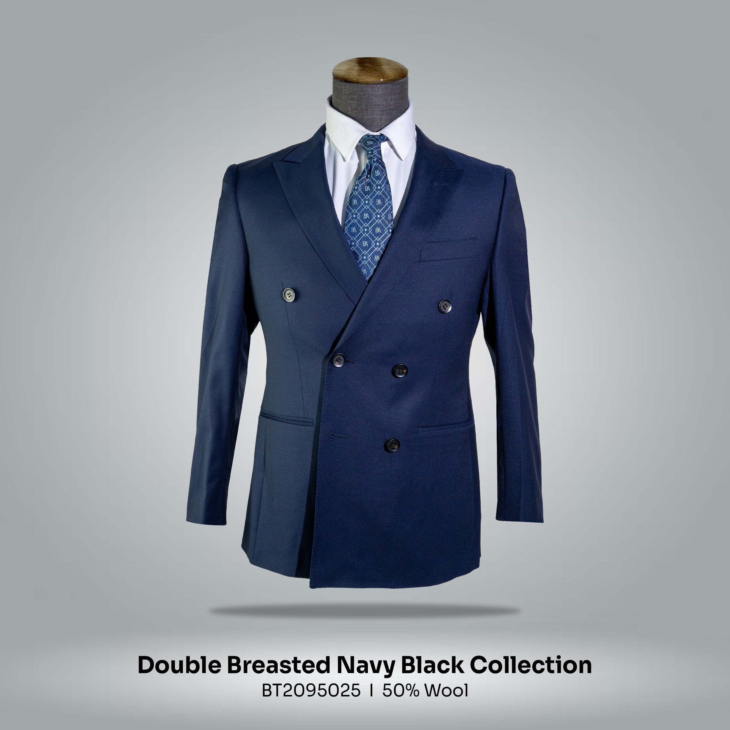 Navy, Double Breasted, Peak Lapel, Double Vent, Custom Bemberg Lining