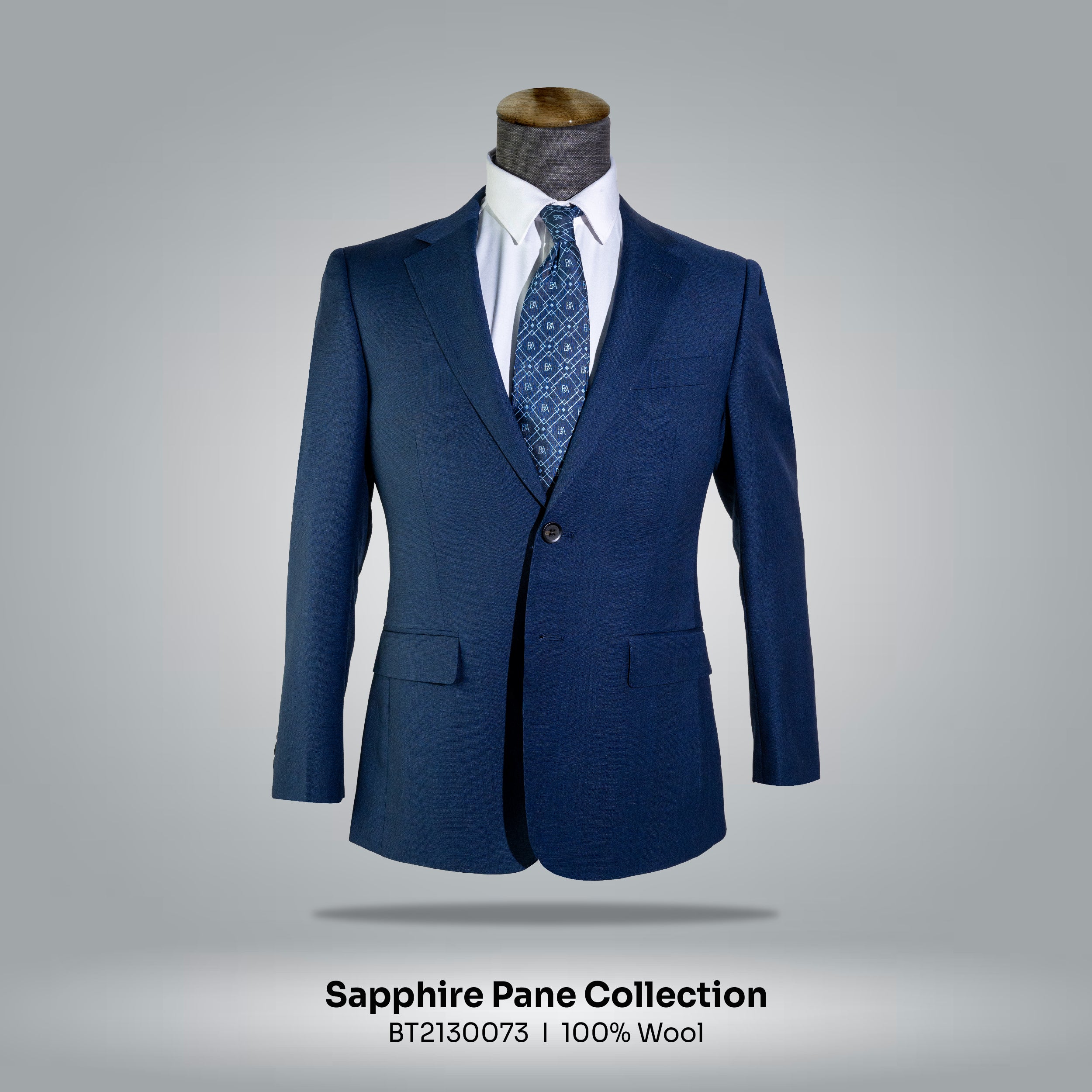 Dark Grey w/ Windowpane, 2 Buttons, Peak Lapel, Double Vent, Custom Bemberg Lining