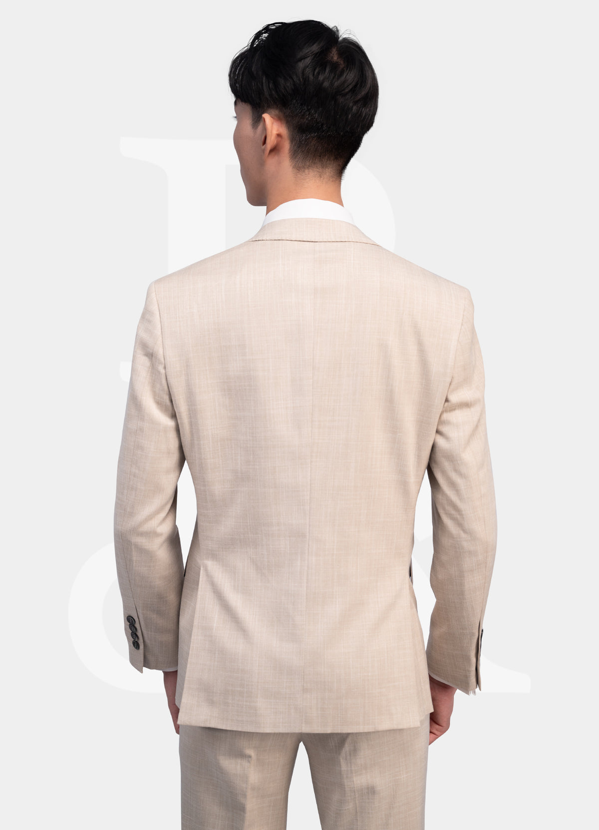 Stretch Suit Jacket - 2-Buttons Peak Lapel Light Cream Linen E23222-82