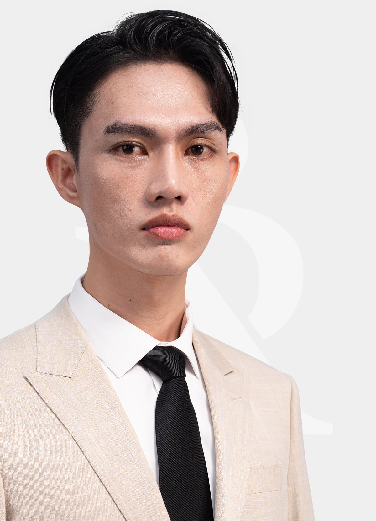Stretch Suit Jacket - 2-Buttons Peak Lapel Light Cream Linen E23222-82