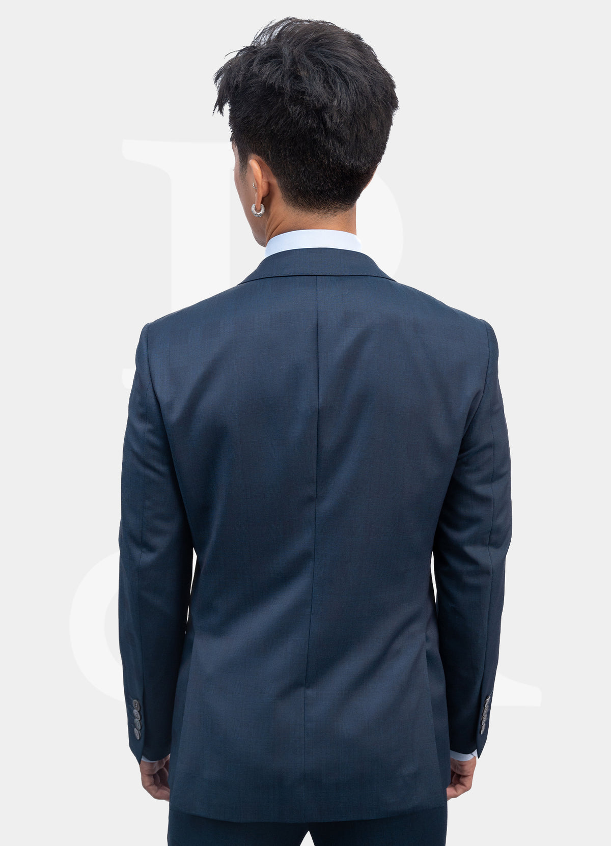 100% Wool 2 Buttons Suit Jacket - Pattern Navy