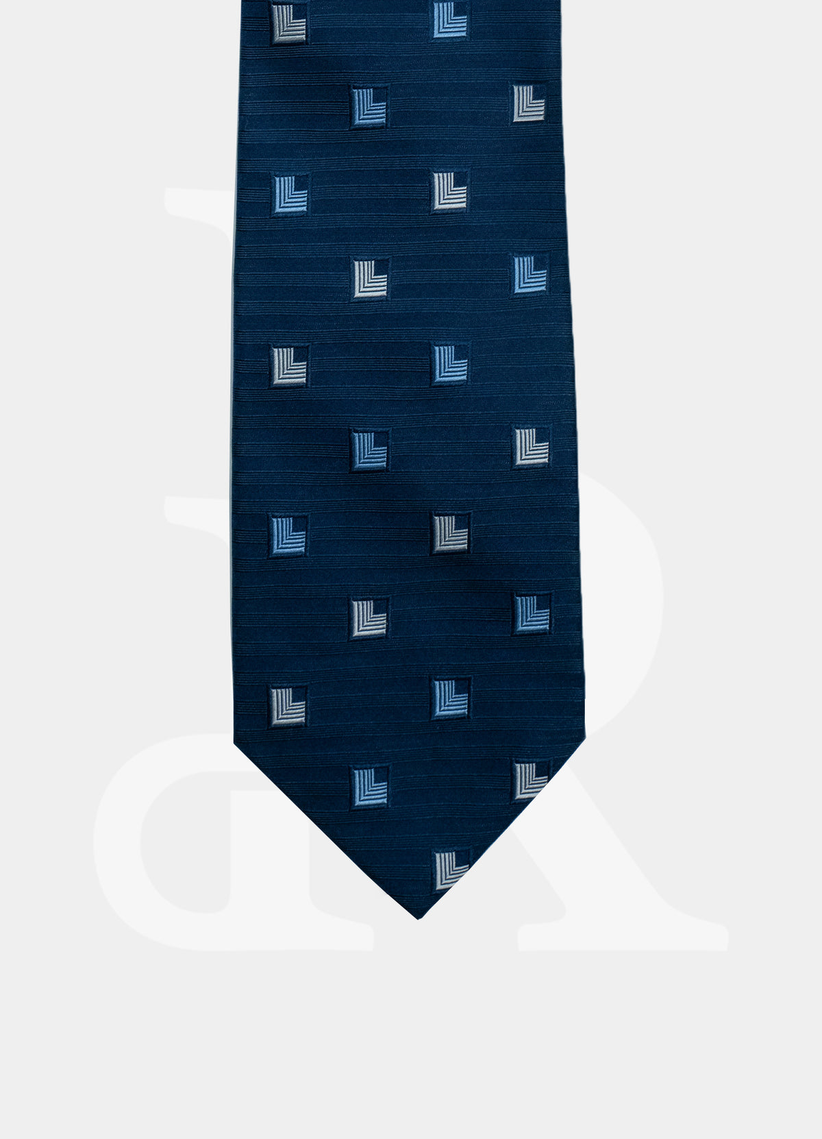 100% Silk Necktie - Navy Pattern