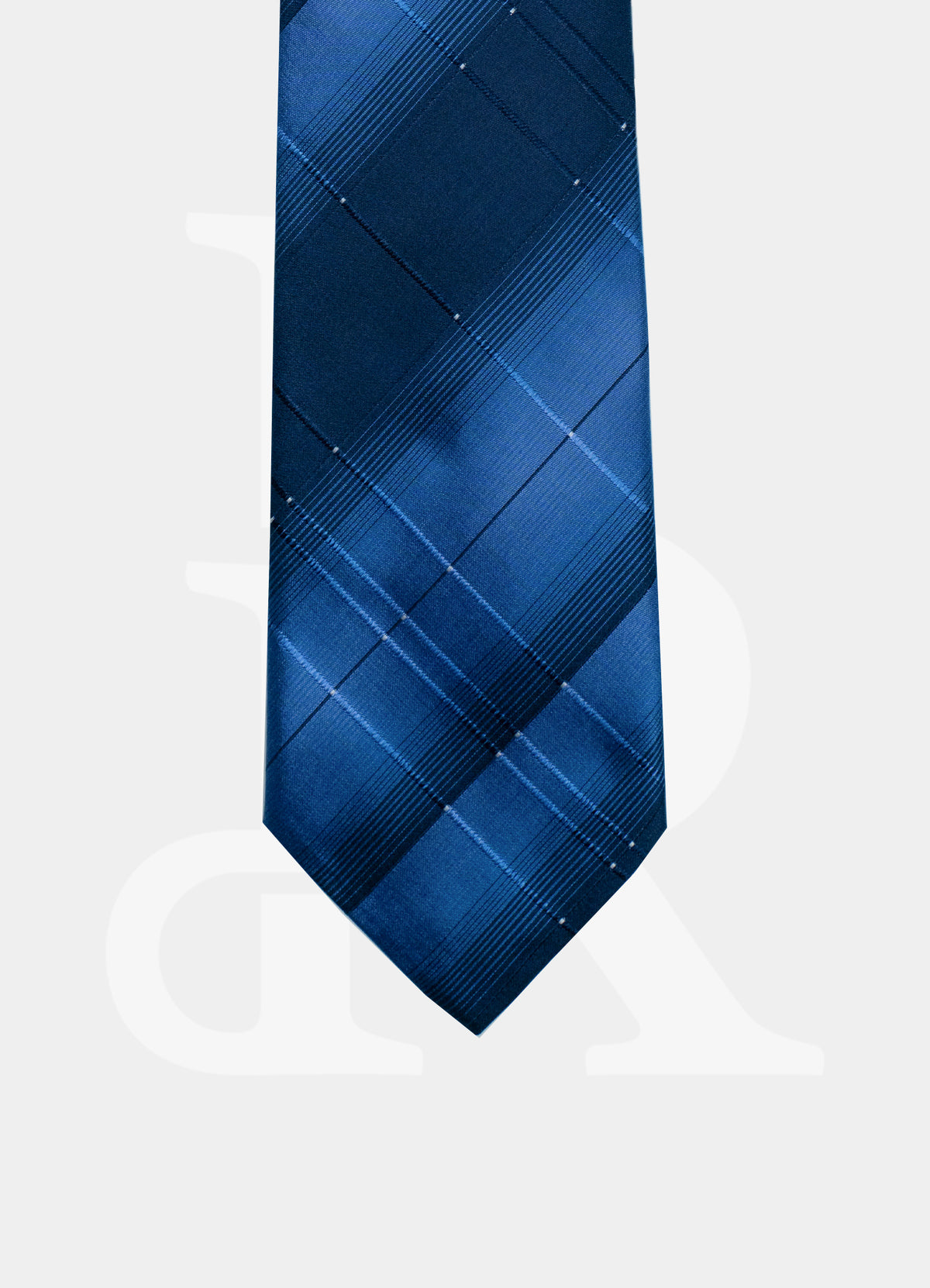 100% Silk Necktie - Blue Pattern Red