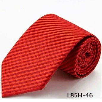 100% Silk Necktie - Bright Red Stripe
