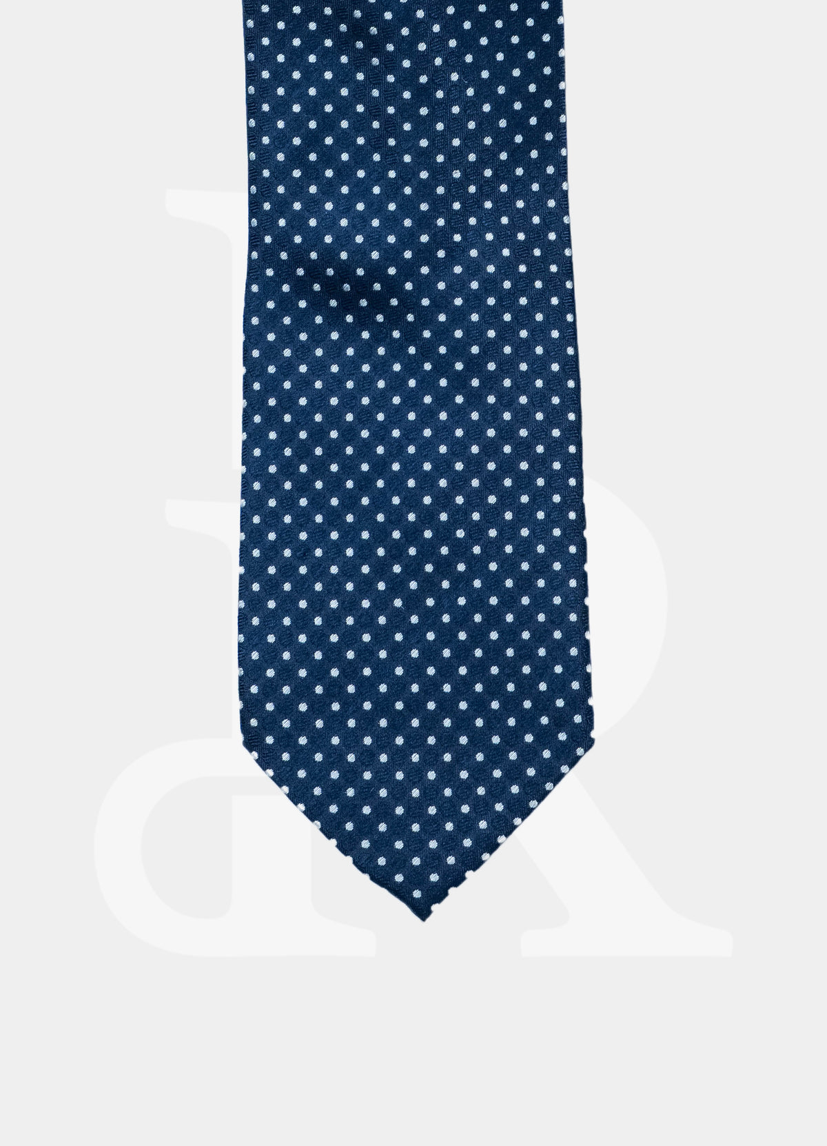100% Silk Necktie - Dotted Navy L85H-S04