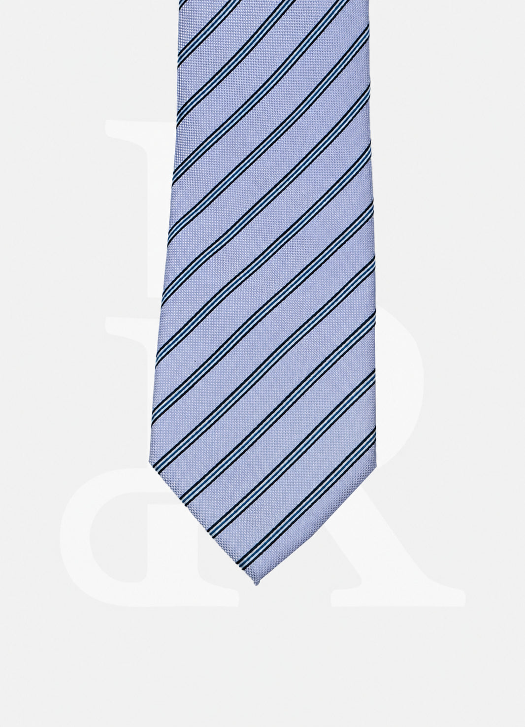 100% Silk Necktie - Light Purple Side Stripe