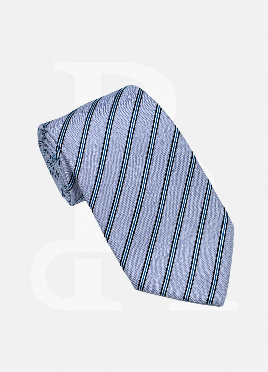 100% Silk Necktie - Light Purple Side Stripe