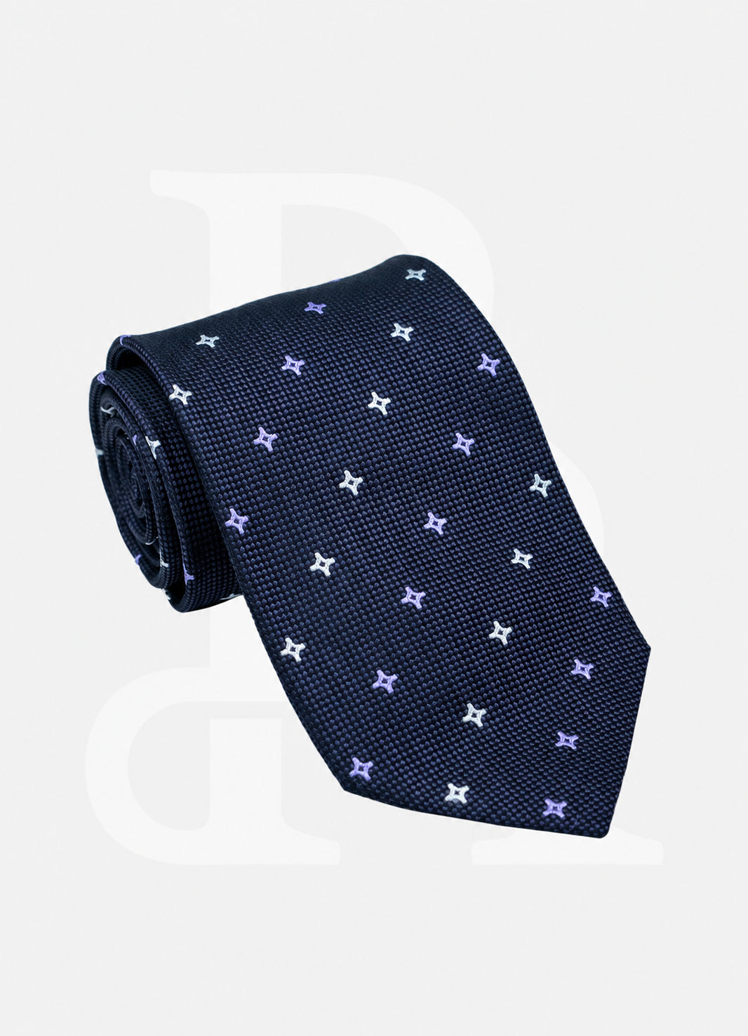 100% Silk Necktie - Purple Star Pattern