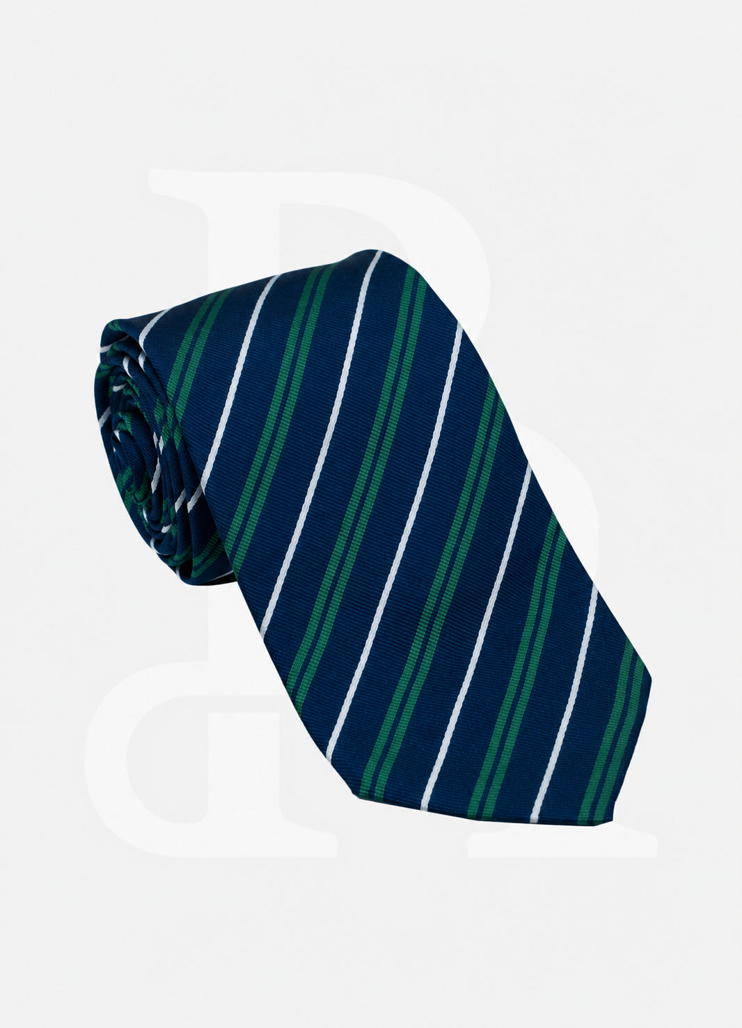 100% Silk Necktie - Blue/Green Long Stripe