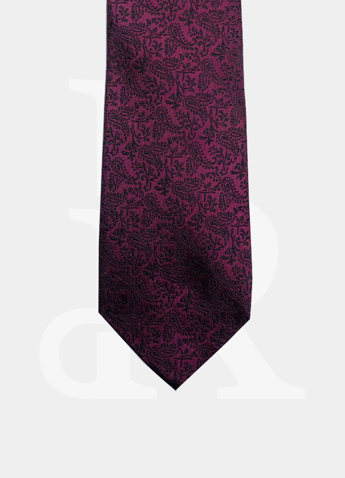 100% Silk Necktie - Dark Red Pattern