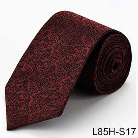 100% Silk Necktie - Dark Red Pattern