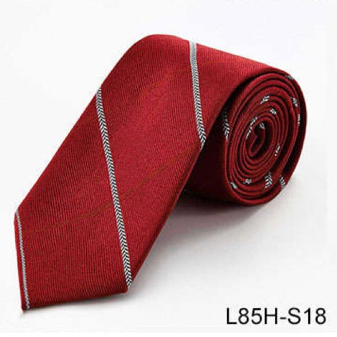 100% Silk Necktie - Red Long Stripe