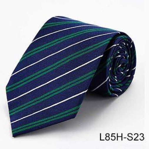 100% Silk Necktie - Blue/Green Long Stripe