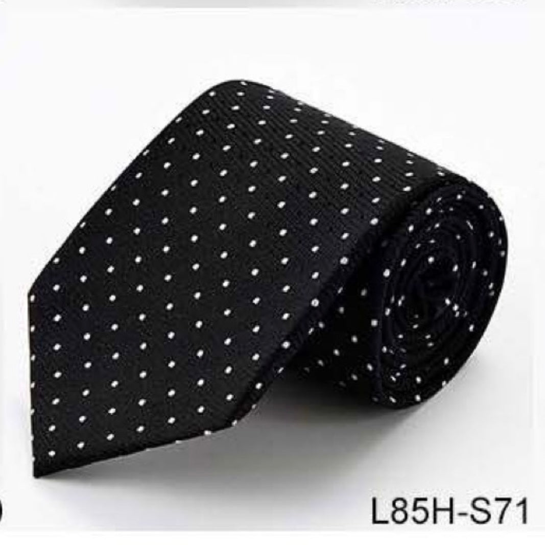 100% Silk Necktie - Dotted Black