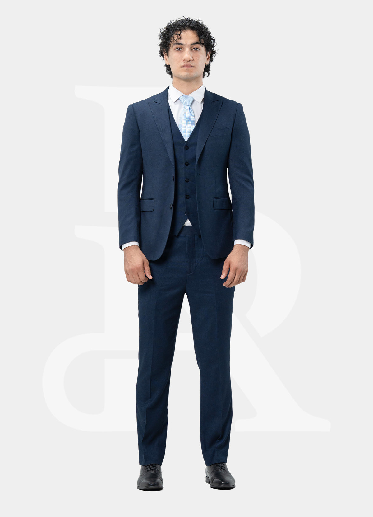 Classic 2 Buttons Suit Jacket - Navy Dotted