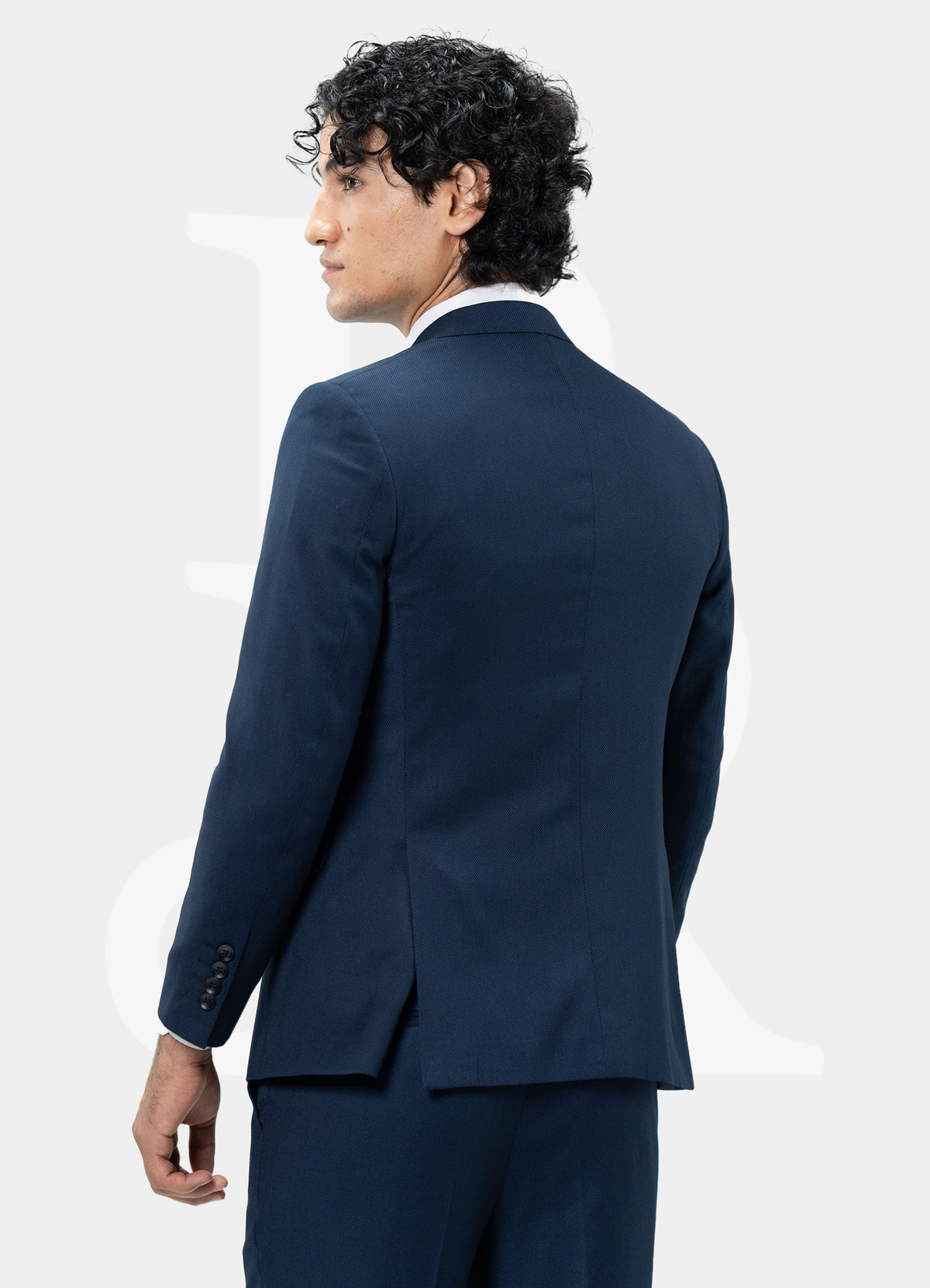 Classic 2 Buttons Suit Jacket - Navy Dotted