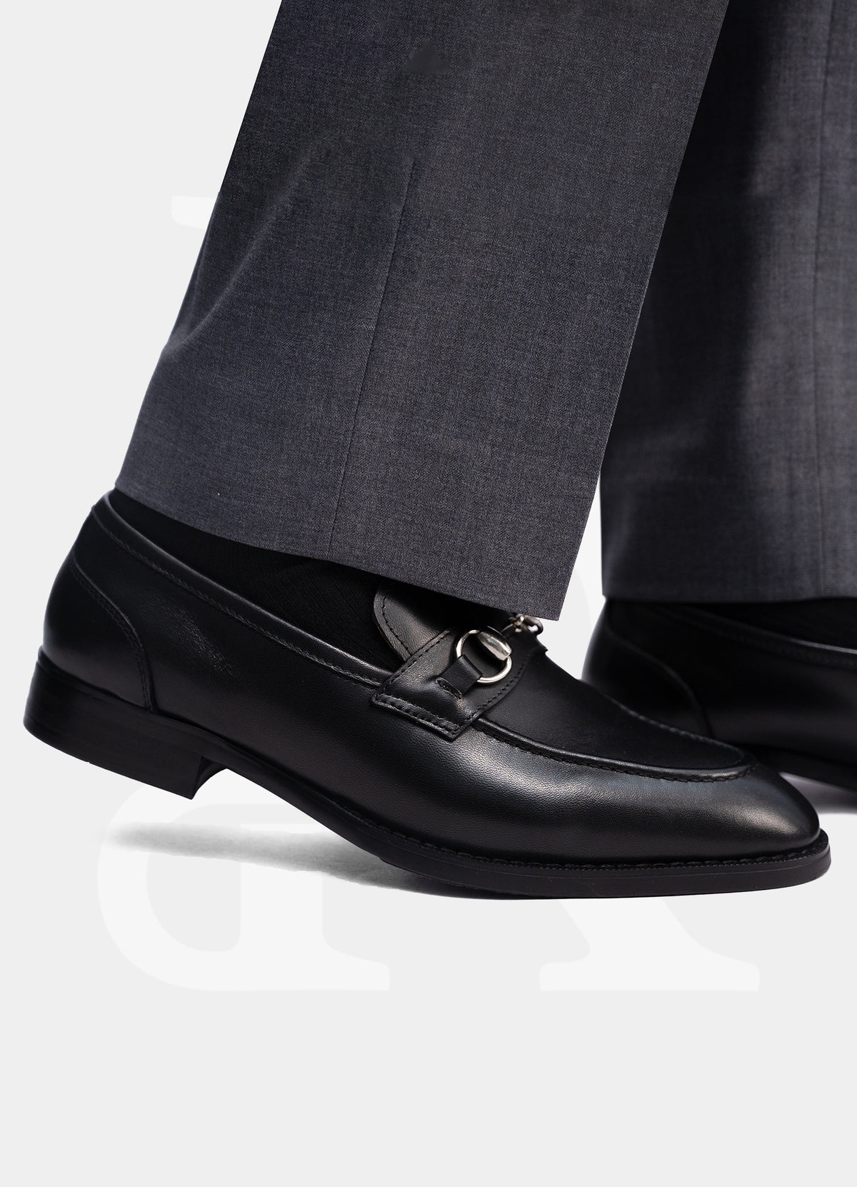 Horsebit Loader Dress Shoes - Black Silver MF183001-S