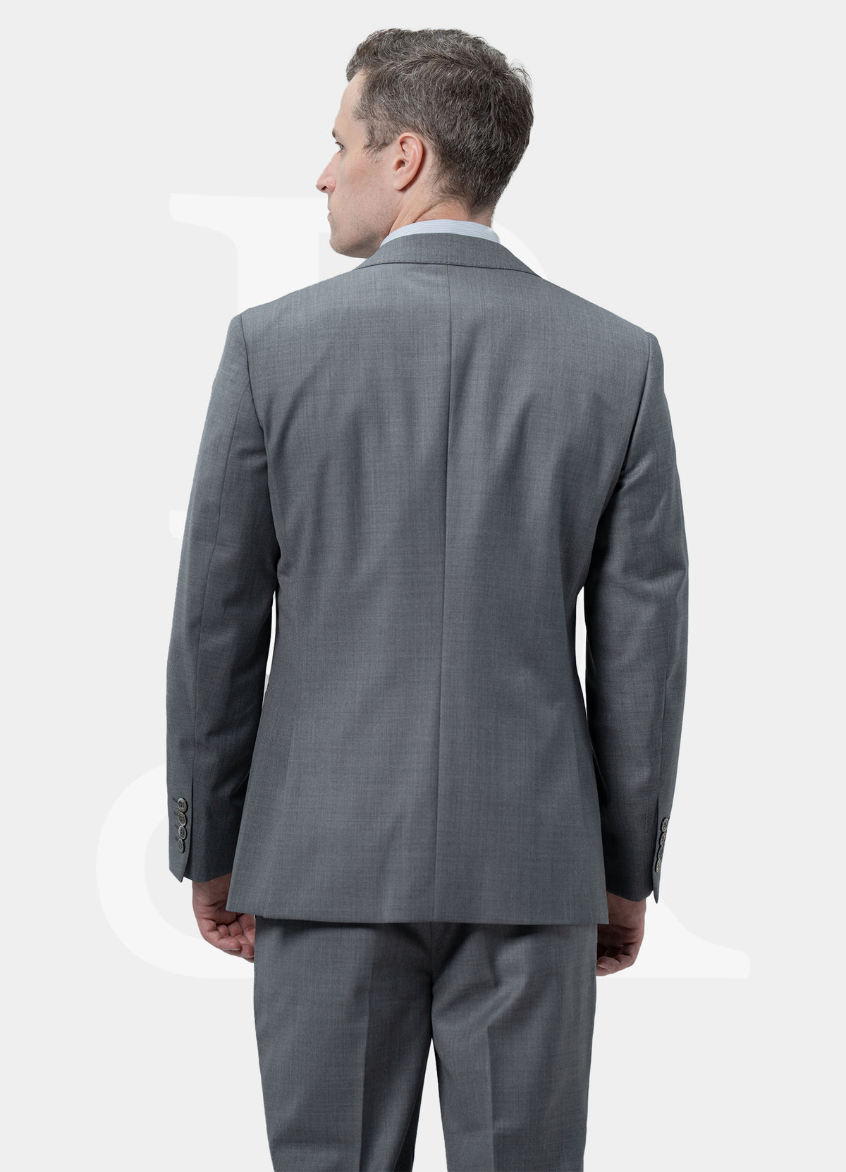 100% Wool Notch Lapel 2 Buttones Suit Jacket - Grey