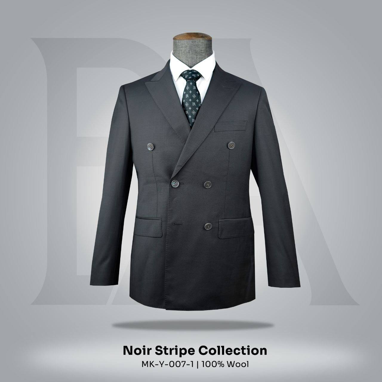 Noir Stripe Collection, MK-Y-007-1 | 100% Wool Suit Jacket