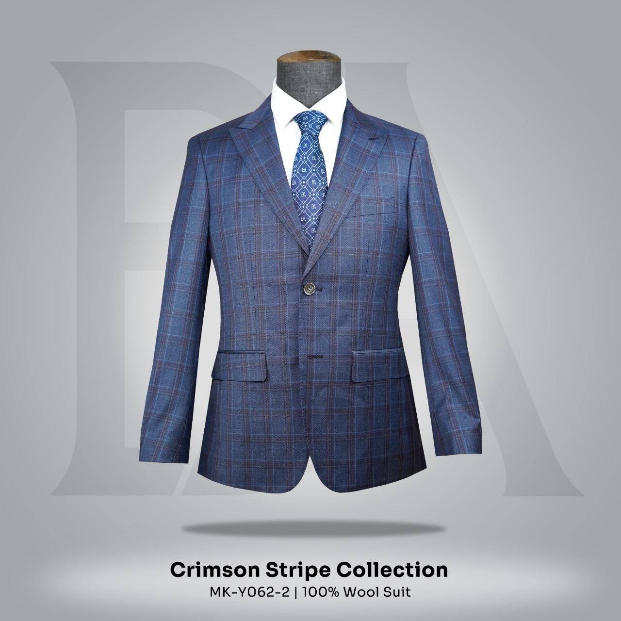 Crimson Stripe Collection, MK-Y062-2 | 100% Wool Suit Jacket