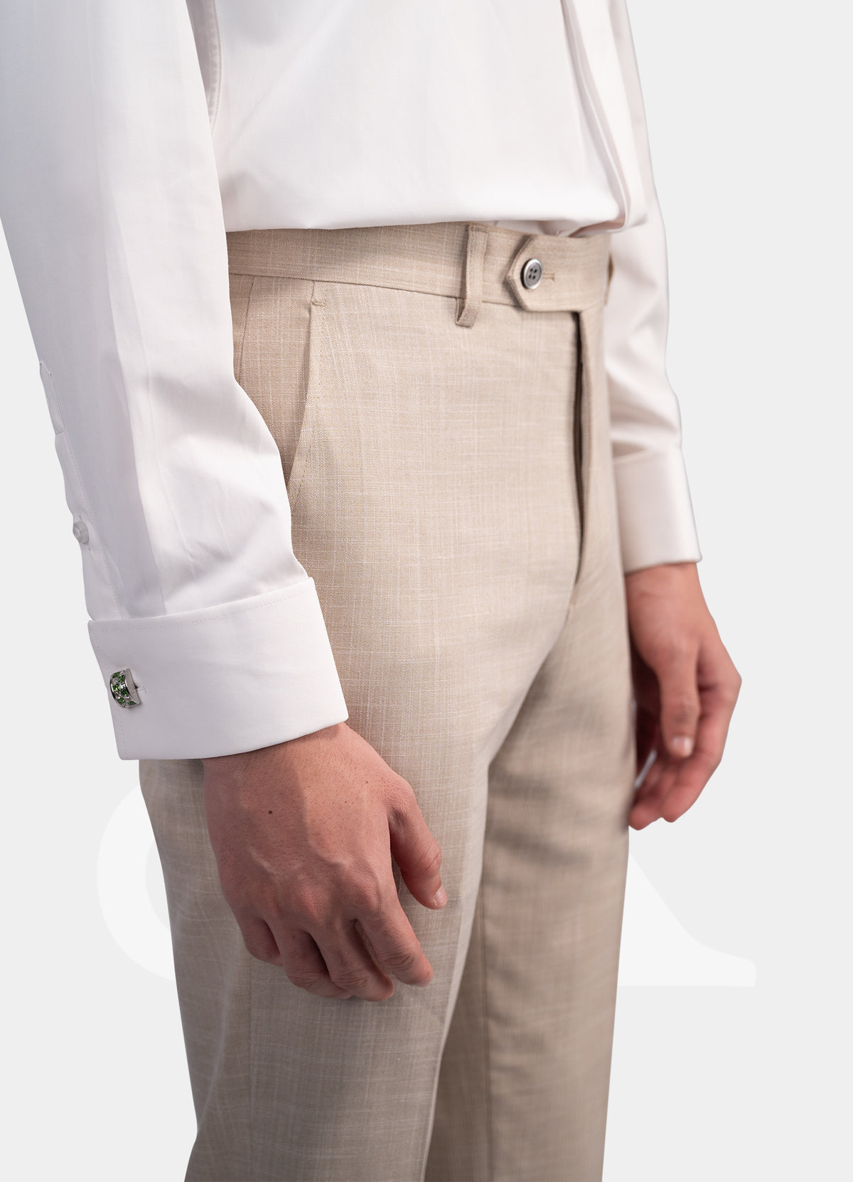 Stretch Trousers - Light Cream Linen E23222-82