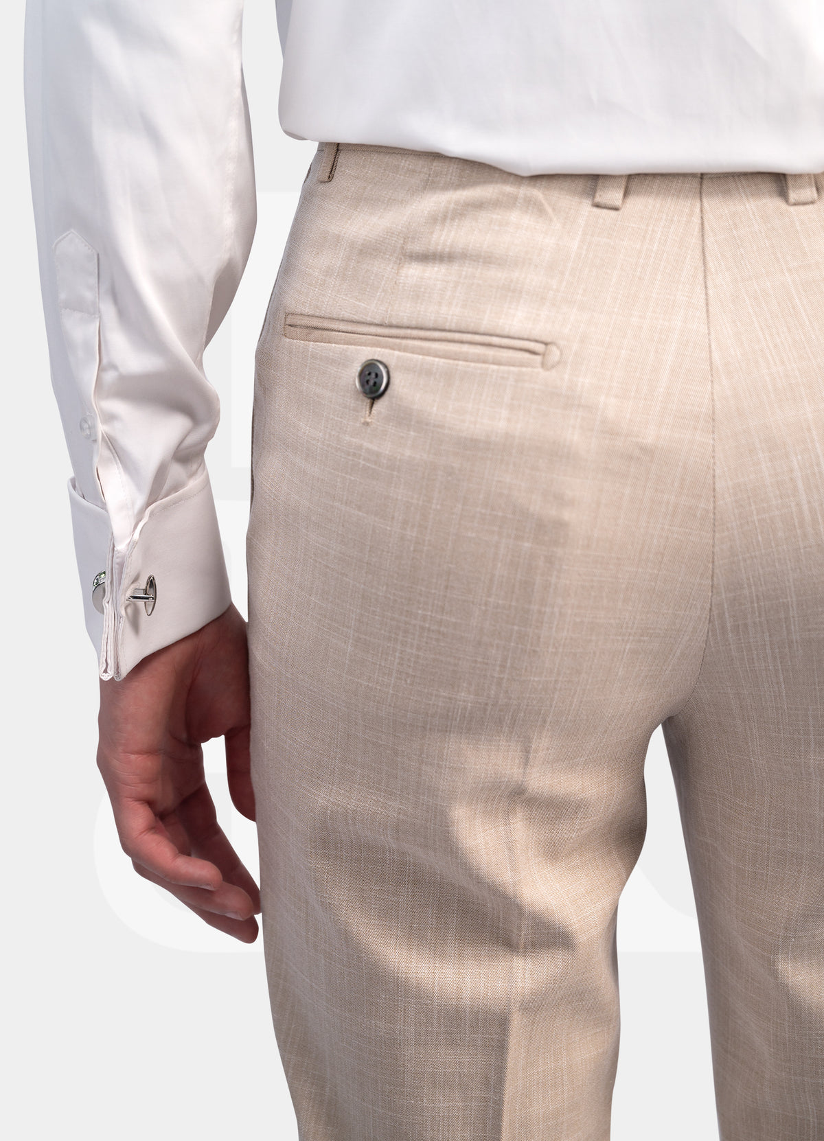 Stretch Trousers - Light Cream Linen E23222-82