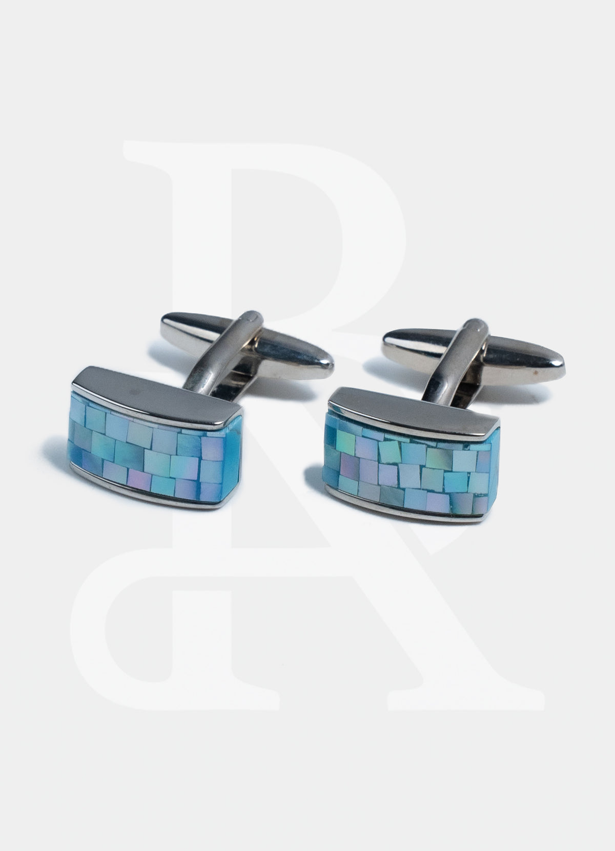 Premium Cufflinks - Silver Light Blue