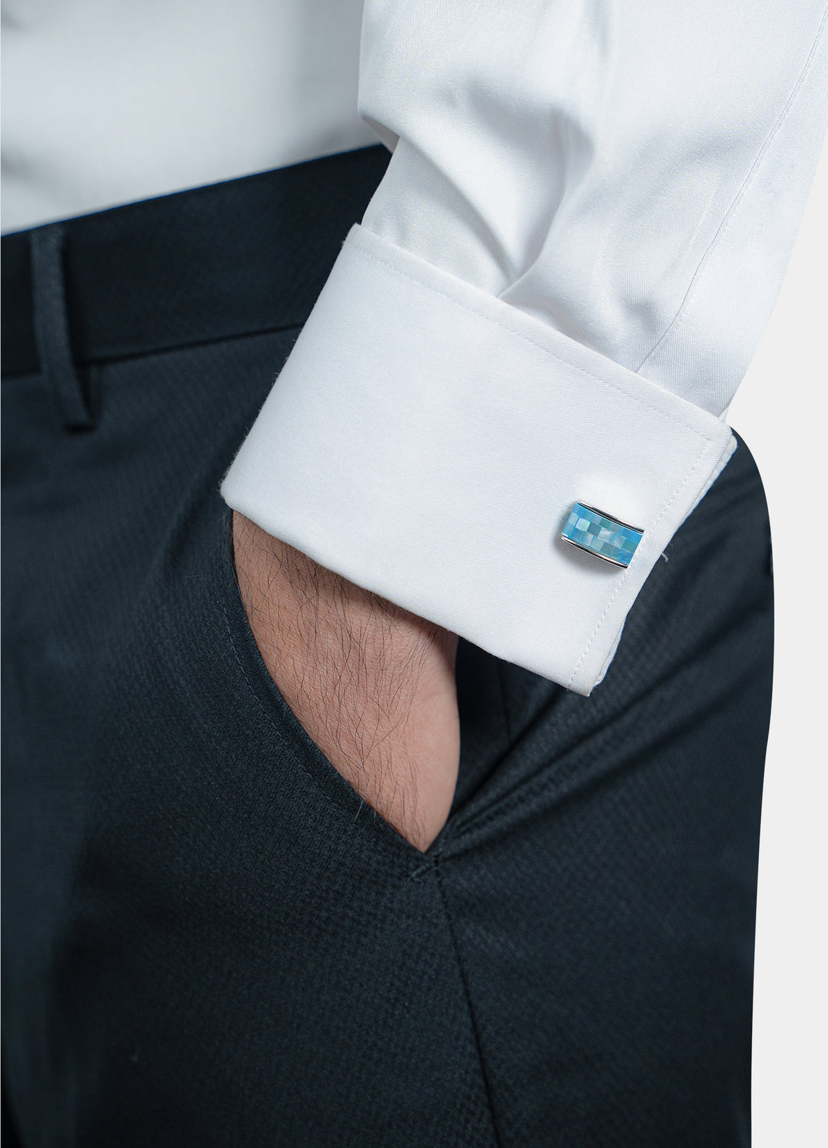 Premium Cufflinks - Silver Light Blue