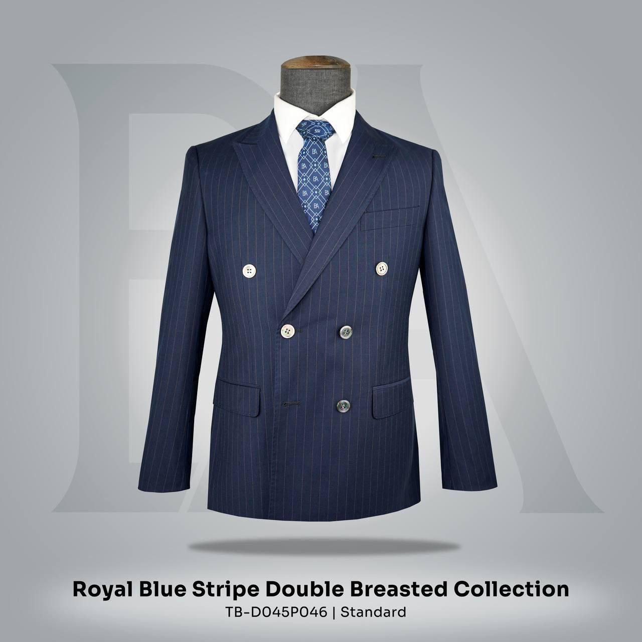 Royal Blue Stripe Double Breasted Collection | TB-D045P046 | Standard Suit Jacket