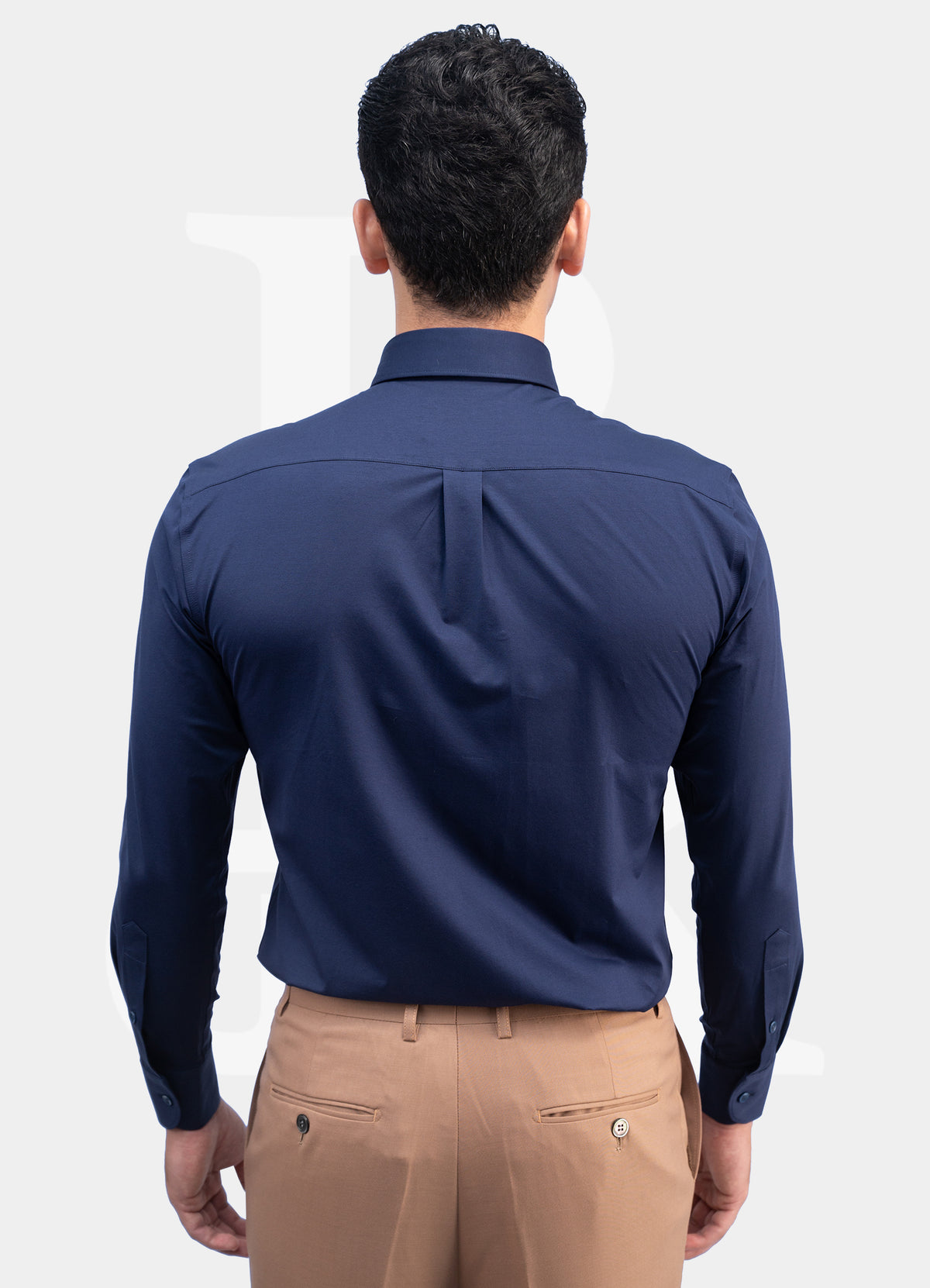 Performance Fit Label - Natural Cotton Navy Button Down Dress Shirt ZT110-08