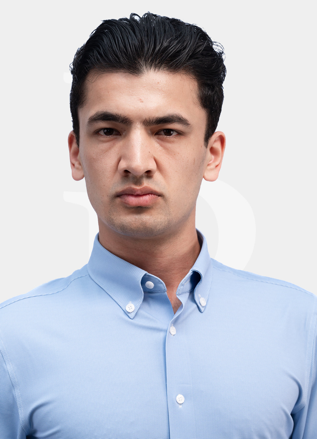Performance Fit Label - Mulberry Silk Blended Blue Birdeye Button Down Dress Shirt ZT70-08