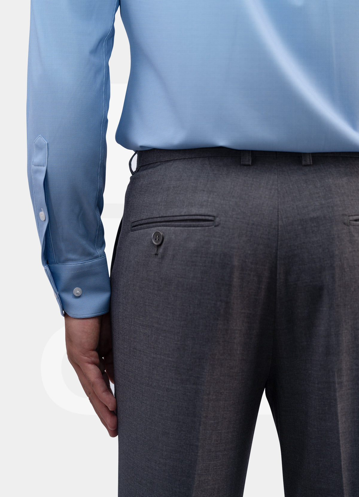 Performance Fit Label - Mulberry Silk Blended Blue Birdeye Button Down Dress Shirt ZT70-08