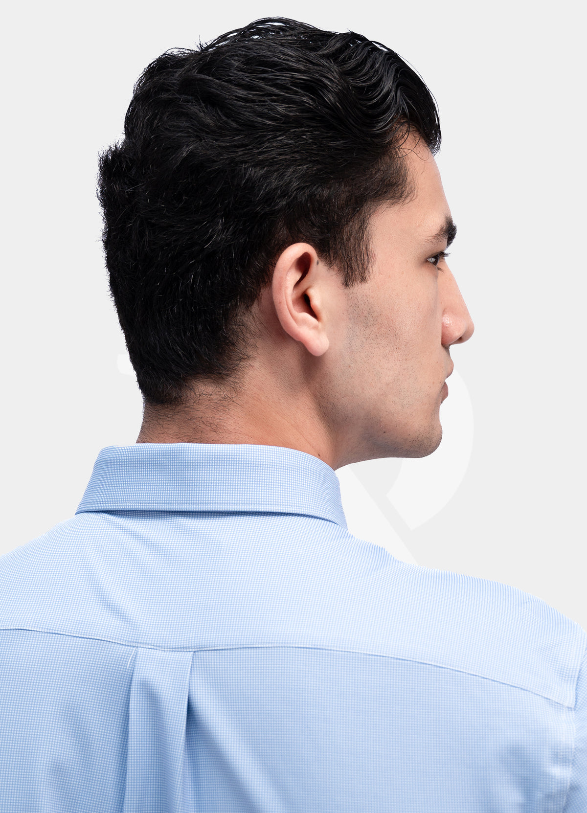 Performance Fit Label - Mulberry Silk Blended Blue Birdeye Button Down Dress Shirt ZT70-08