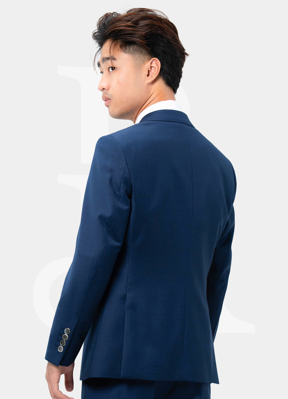 Peak Lapel 2 Buttons Suit Jacket - Navy