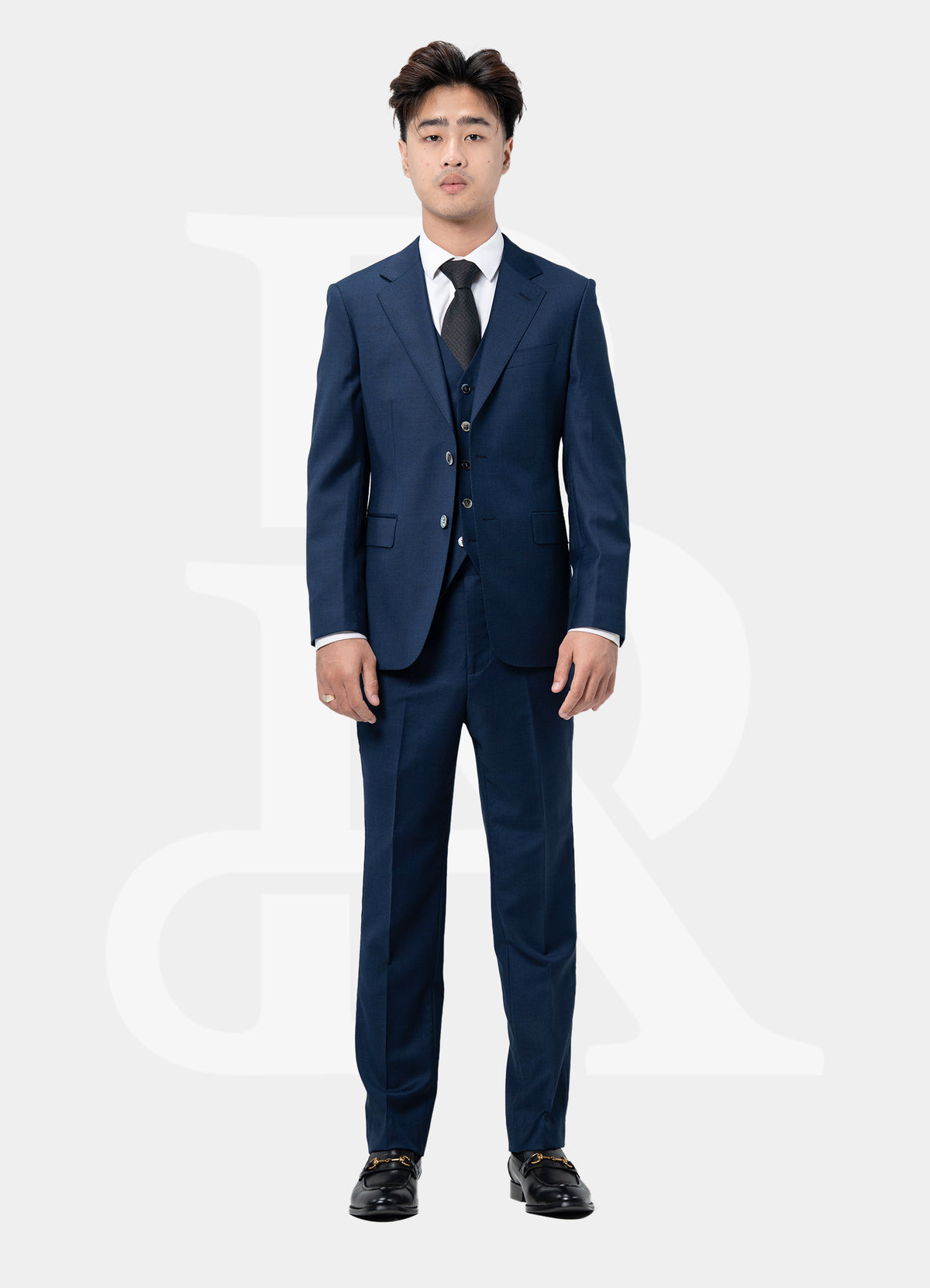 100% Wool Classic 1 Button Suit Jacket - Navy