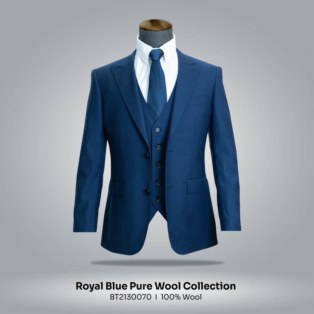 100% Wool Classic 1 Button Suit Jacket - Navy
