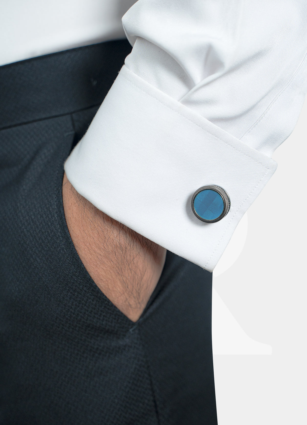 Premium Cufflinks - Black Blue Gems