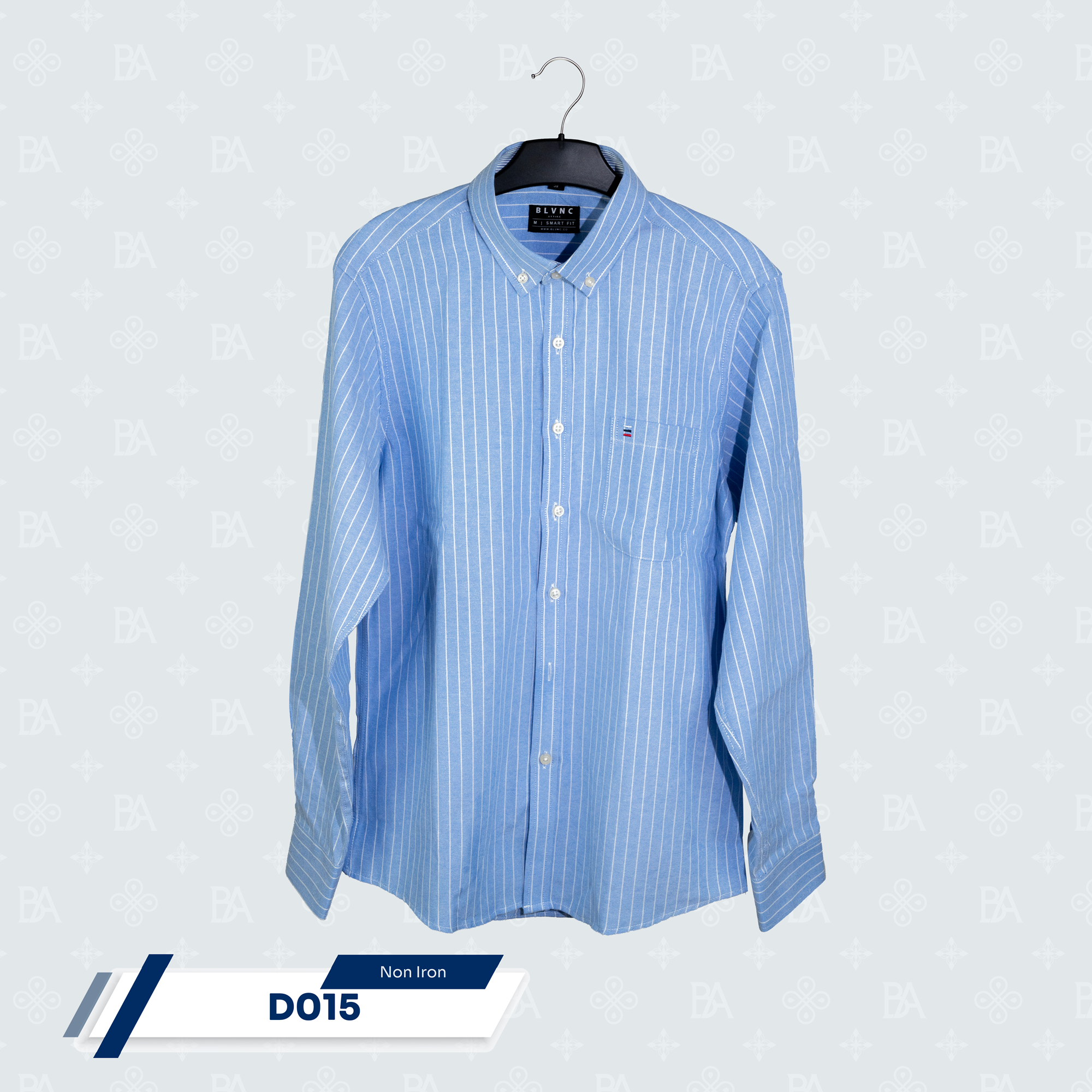 Dress Shirt - Light Blue Long Stripe with Label