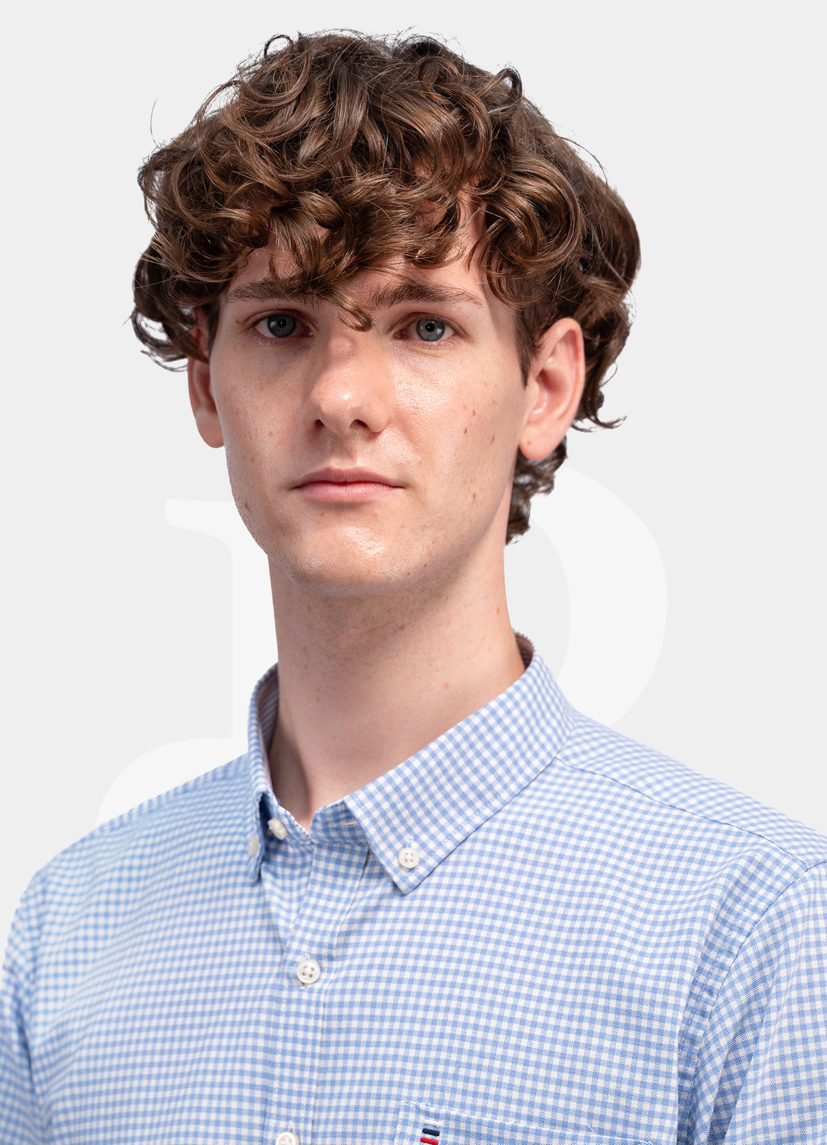 Dress Shirt - Light Blue Small Windowpane with Label