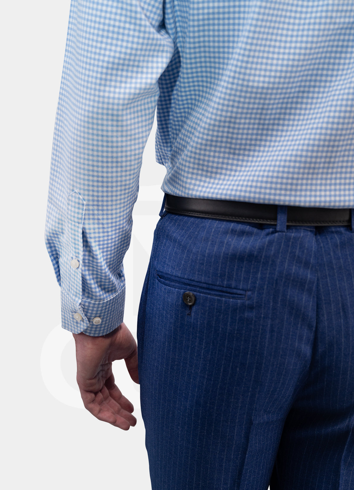 Dress Shirt - Light Blue Small Windowpane with Label
