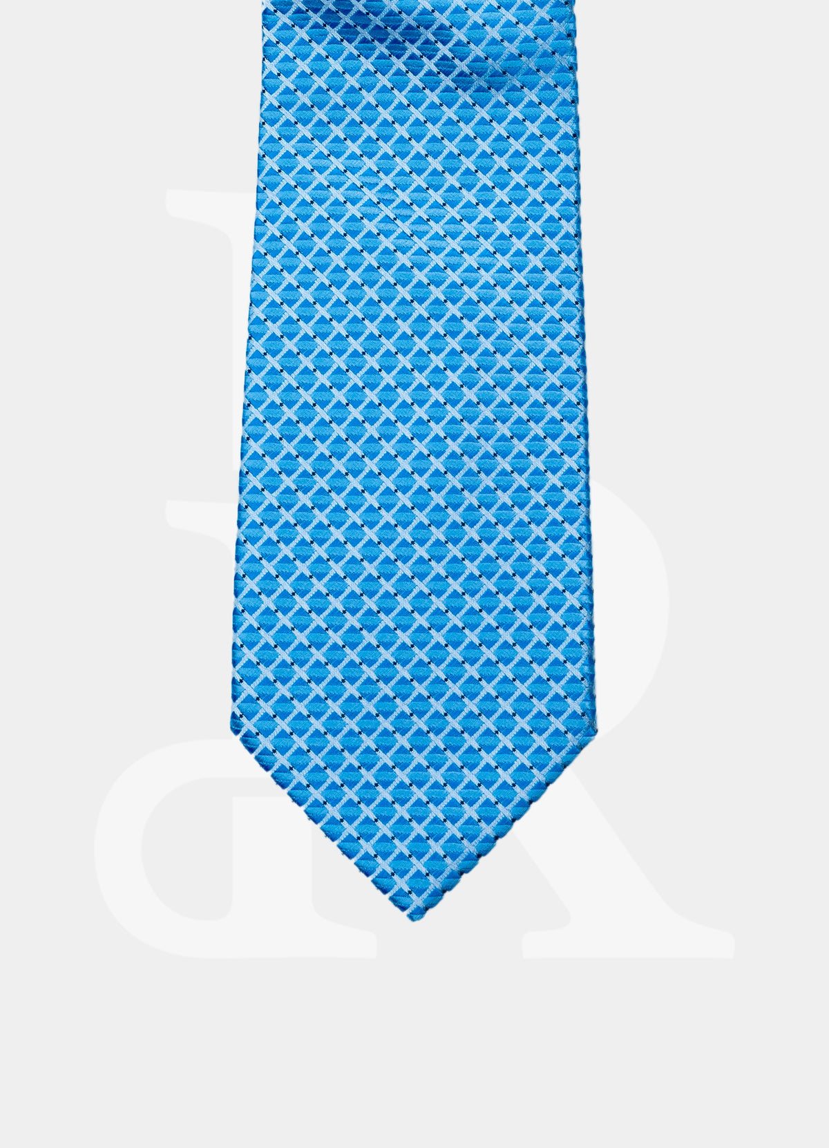 Standard Necktie - Sky Blue Dotted White