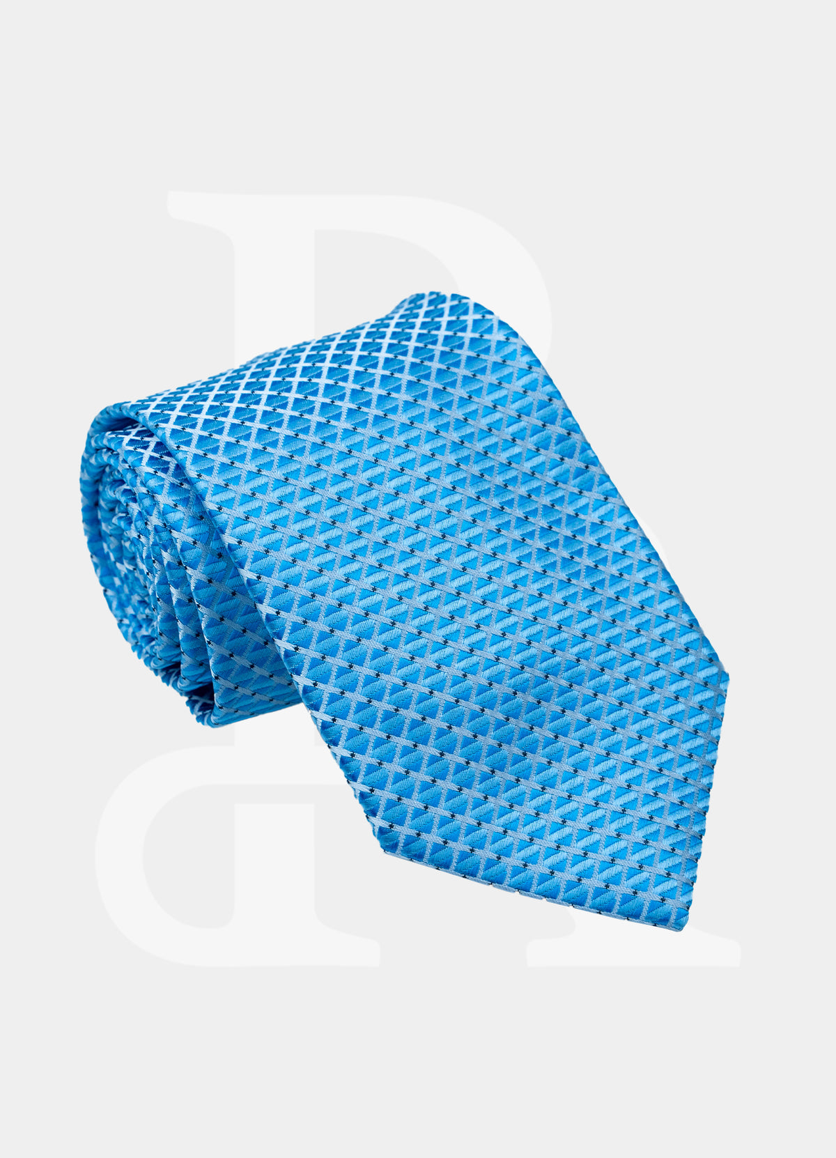 Standard Necktie - Sky Blue Dotted White
