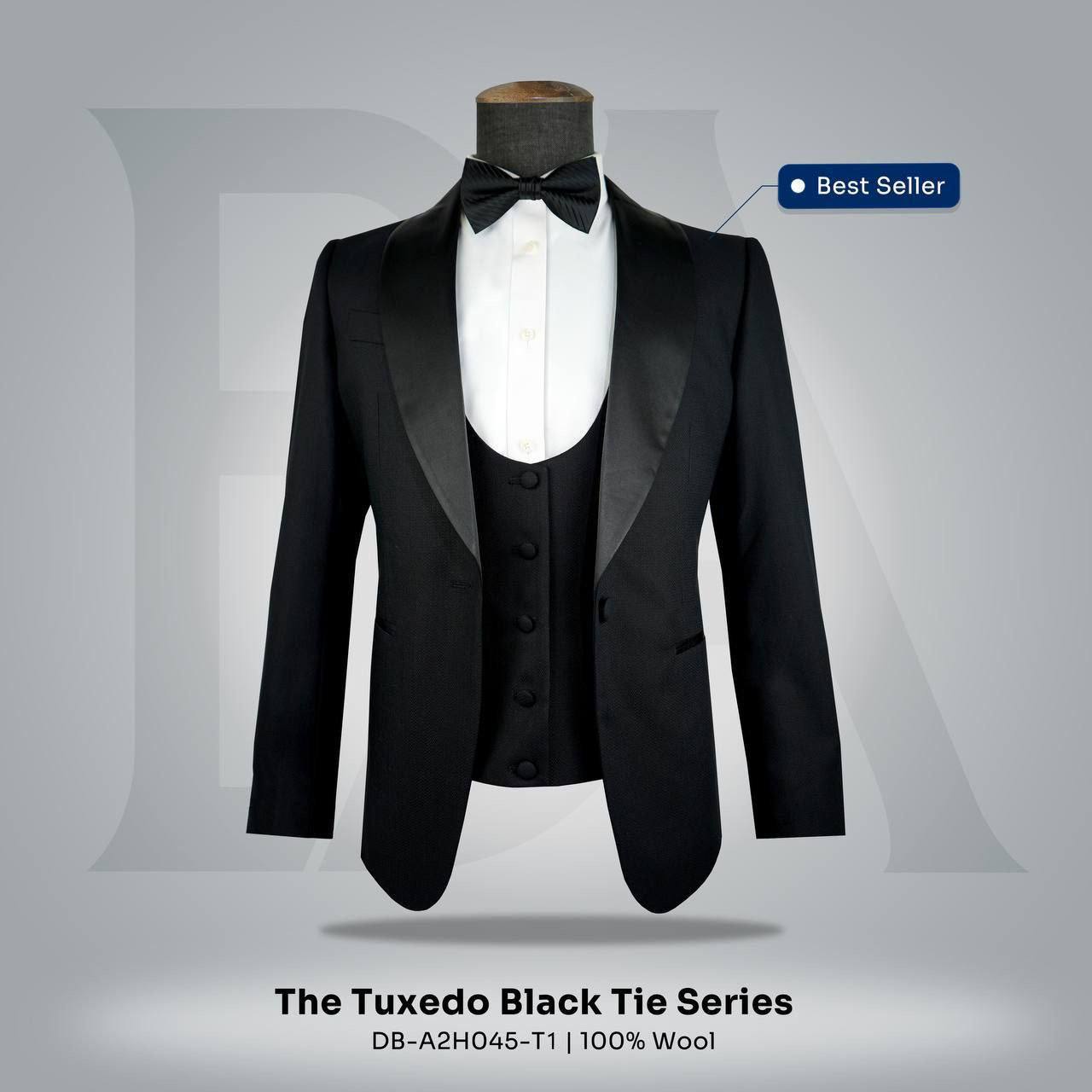 The Tuxedo Black Tie Series, DB-A2H045-T1 | 100% Wool Tuxedo Jacket, Shawl Lapel