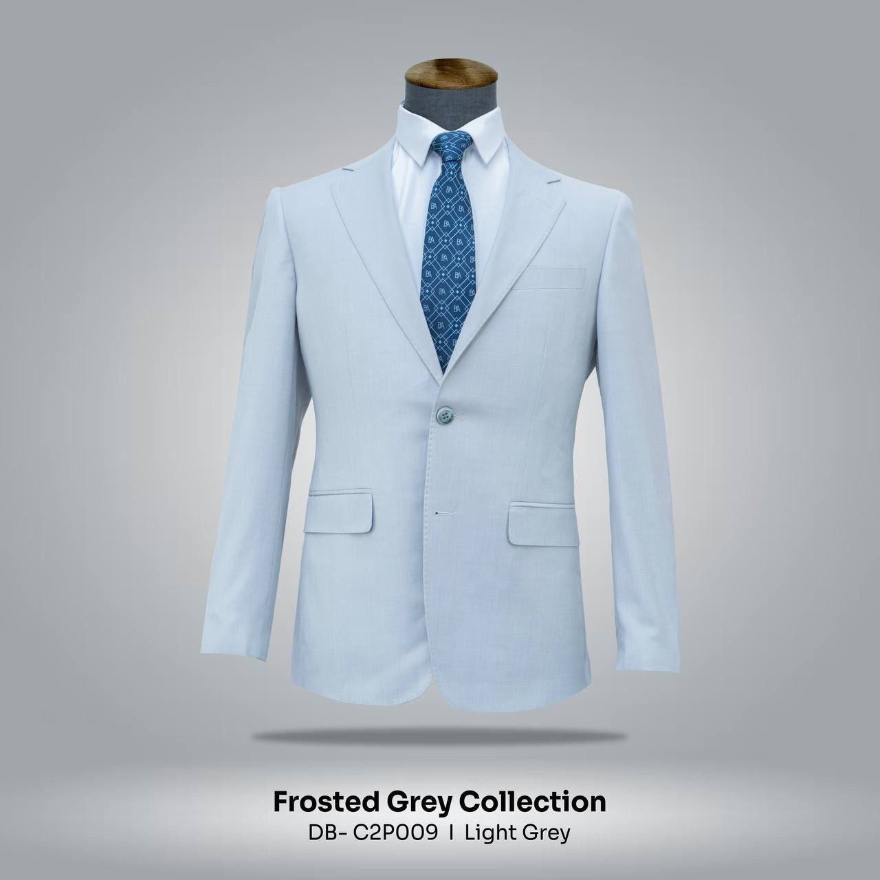 Light Grey, 2 Buttons, Notch Lapel, Double Vent, Custom Bemberg Lining, NKBK32020 Button