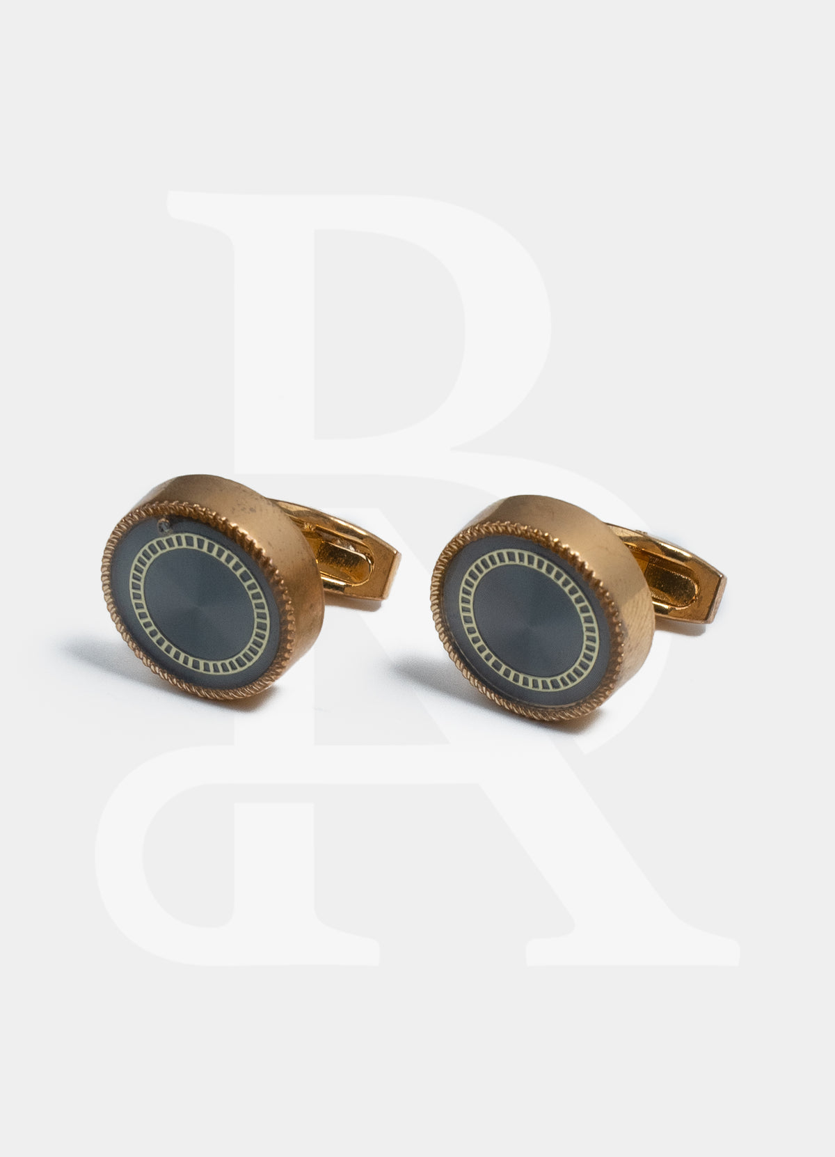 Premium Cufflinks - Gold Black Crystal