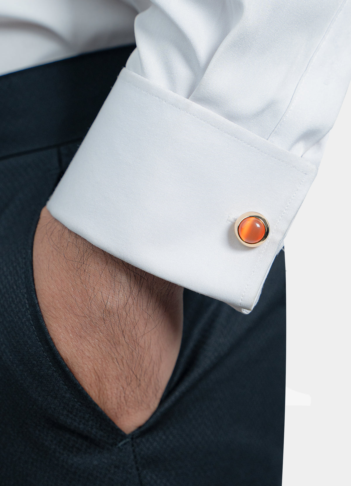 Premium Cufflinks - Gold Orange Gems