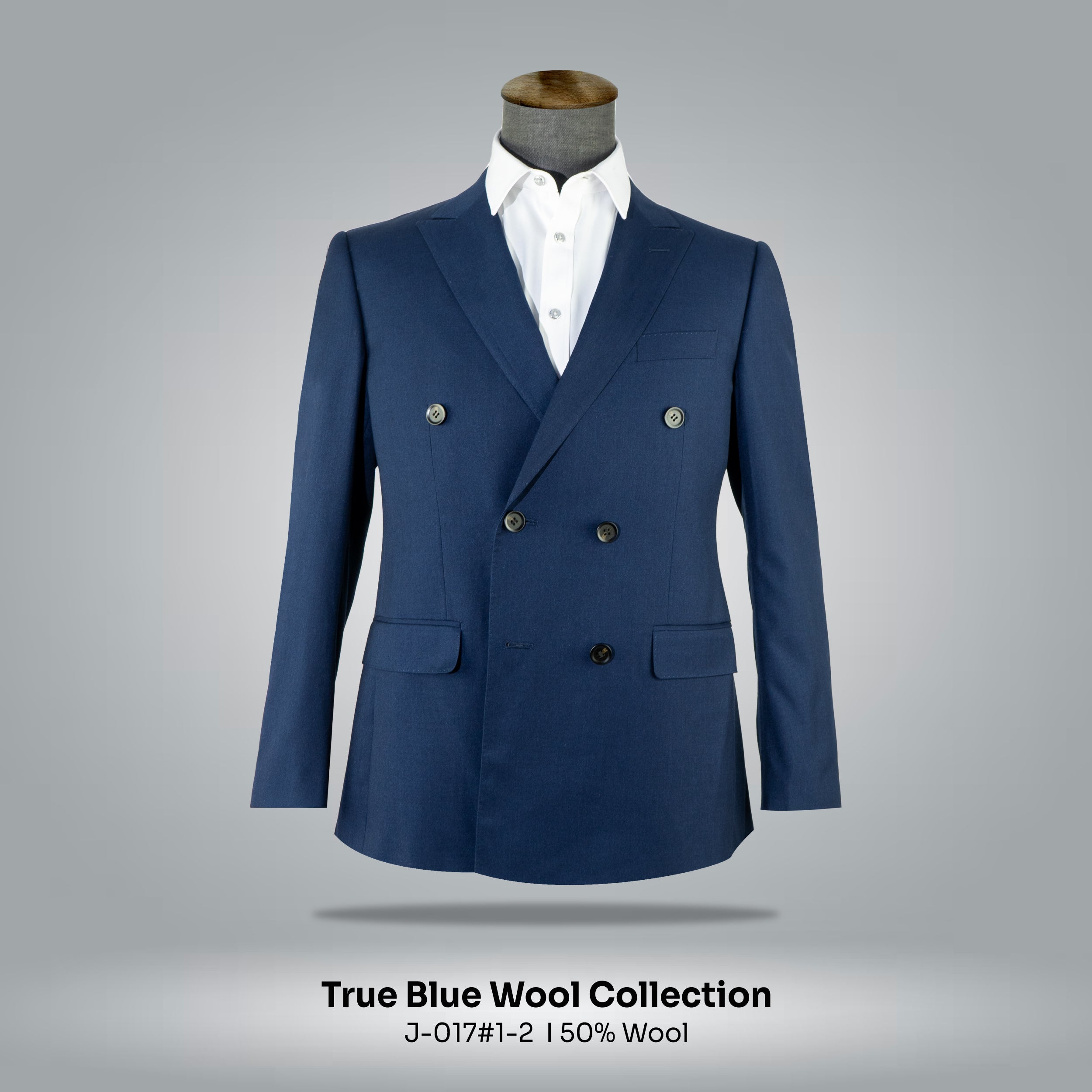 Peak Lapel Double Breasted Suit Jacket - Navy